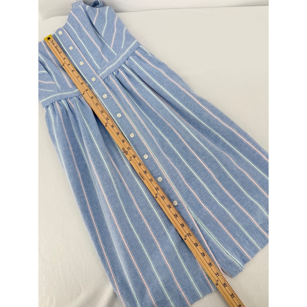 Draper James Button Front Dress Womens Size 0 Blue Striped Sleeveless Cotton - Picture 5 of 8